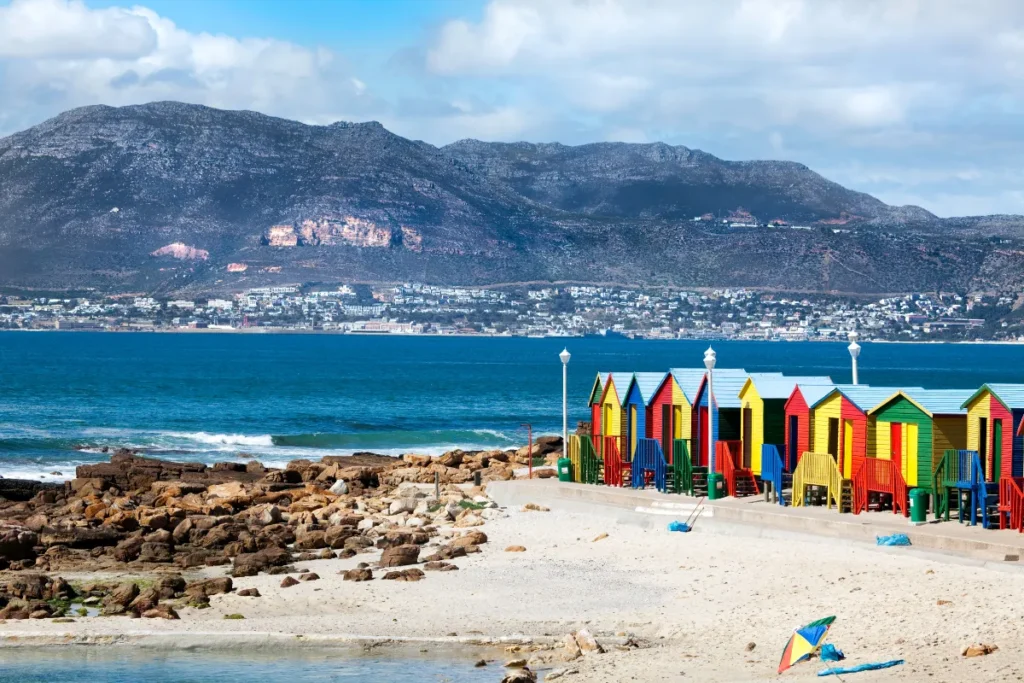 The colourful changing rooms of Muizenberg beach